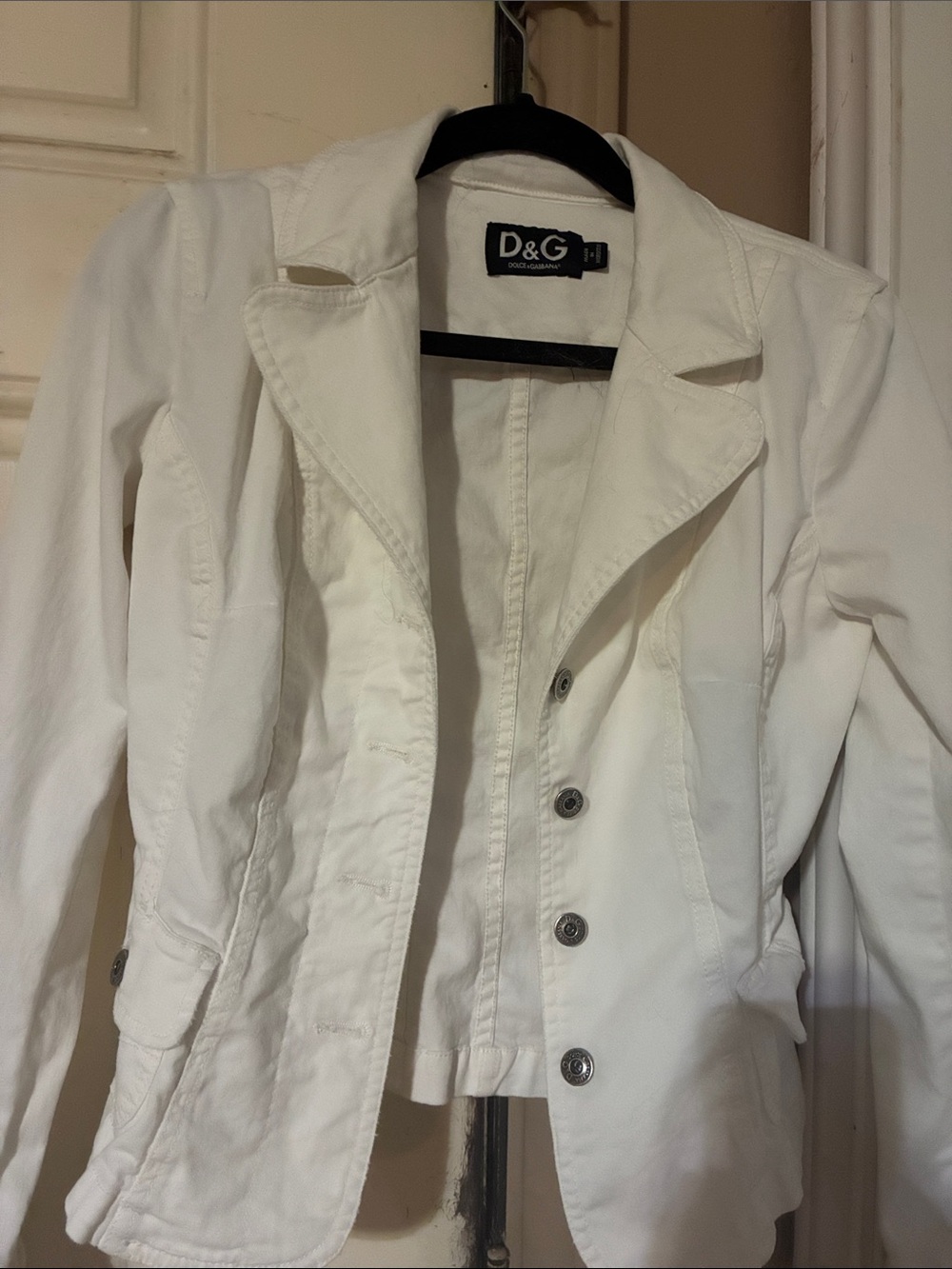 D&G White Women's Tailored Button Denim